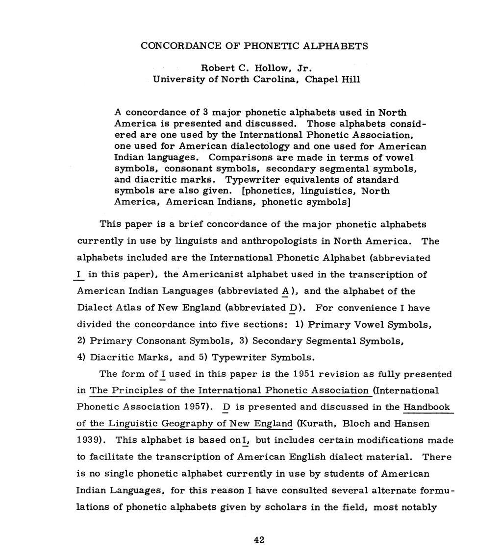 American Indian Languages (Abbreviated A), and the Alphabet of the Dialect Atlas of New England (Abbreviated D)