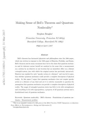 Making Sense of Bell's Theorem and Quantum Nonlocality