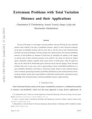 Extremum Problems with Total Variation Distance and Their