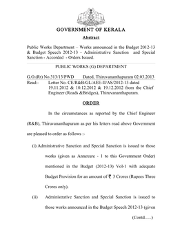 GOVERNMENT of KERALA Abstract