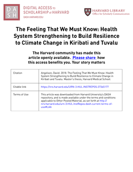 Health System Strengthening to Build Resilience to Climate Change in Kiribati and Tuvalu