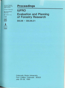 Proceedings IUFRO: Evaluation and Planning of Forestry Research