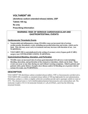 VOLTAREN®-XR (Diclofenac Sodium Extended-Release) Tablets, USP Tablets 100 Mg Rx Only Prescribing Information