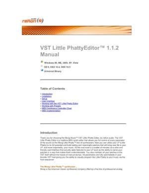 VST Little Phatty Editor Manual 1.1.2