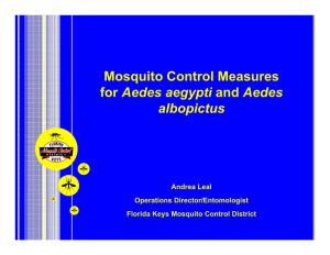 Mosquito Control Measures for Aedes Aegypti and Aedes Albopictus