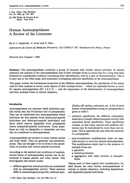 Human Aminopeptidases: a Review of the Literature