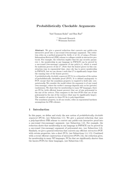 Probabilistically Checkable Arguments