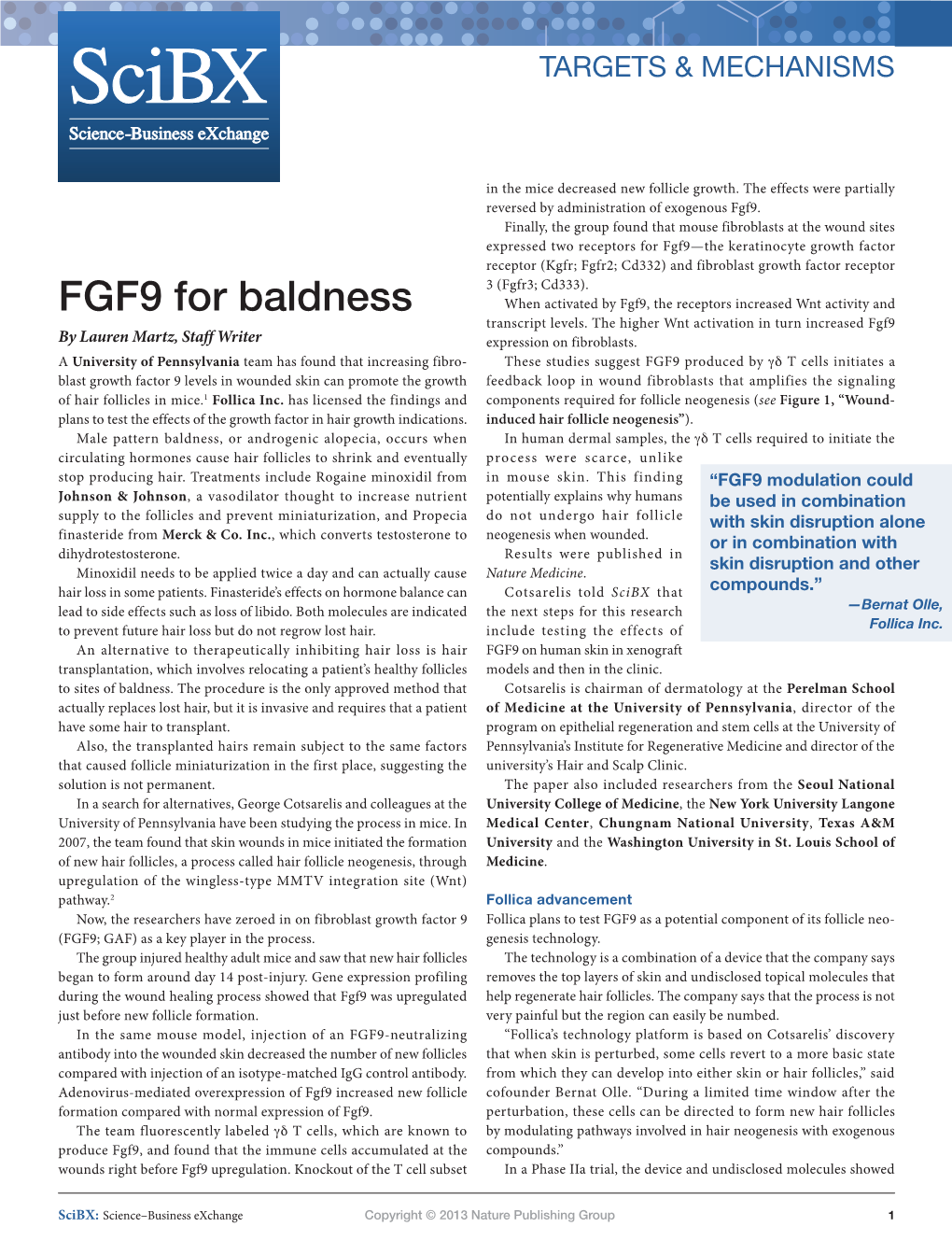 FGF9 for Baldness When Activated by Fgf9, the Receptors Increased Wnt Activity and Transcript Levels