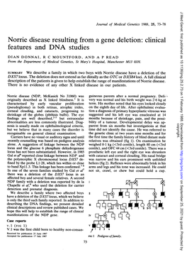 Norrie Disease Resulting from a Gene Deletion: Clinical Features and DNA Studies