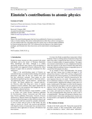 Einstein's Contributions to Atomic Physics
