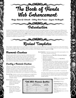 The Book of Fiends Web Enhancement Web Enhancement Design: Robert J