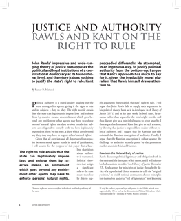 Justice and Authority Rawls and Kant on the Right to Rule