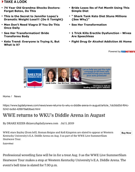 WWE Returns to WKU's Diddle Arena in August