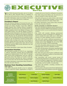 Executive Notes, May 8, 2015 from the NLTA