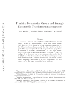 Primitive Permutation Groups and Strongly Factorizable