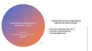 COALITION for RACIAL EQUITY and SOCIAL JUSTICE Visit Us At