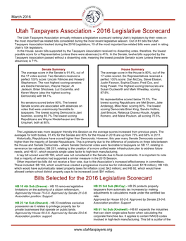 2016 Legislative Scorecard