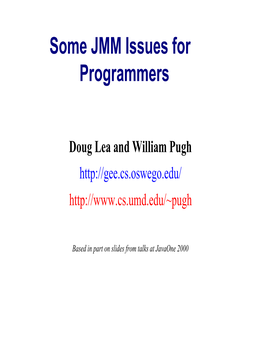 Some JMM Issues for Programmers