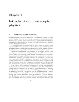 Introduction : Mesoscopic Physics
