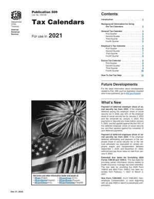 Publication 509, Tax Calendars