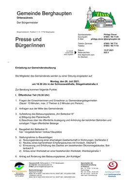 Gemeinde Berghaupten Presse Und Bürger/Innen