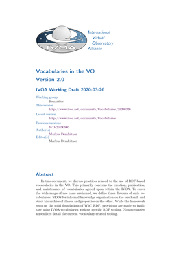 Vocabularies in the VO Version 2.0