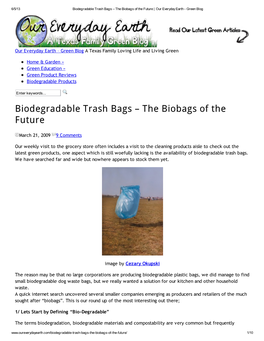 Biodegradable Trash Bags – the Biobags of the Future | Our Everyday Earth - Green Blog