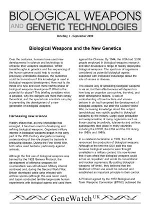 Biological Weapons and the New Genetics
