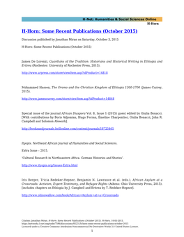 H-Horn H-Horn: Some Recent Publications (October 2015)