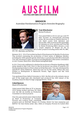 SHOGUN Australian Familiarization Program Attendee Biography
