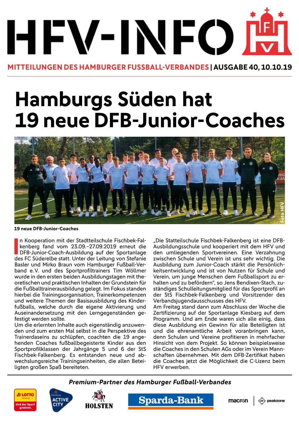 Hamburgs Süden Hat 19 Neue DFB-Junior-Coaches Foto HFV 19 Neue DFB-Junior-Coaches