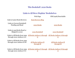 This Bookshelf: 2020 Books Links to All Steve Hopkins' Bookshelves