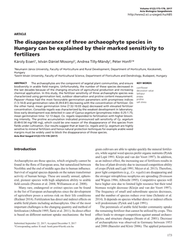 The Disappearance of Three Archaeophyte Species in Hungary