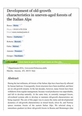 Development of Old-Growth Characteristics in Uneven-Aged Forests of the Italian Alps