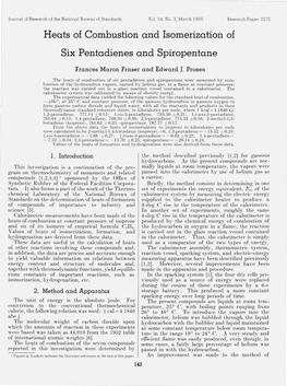 Heats of Combustion and Isomerization of Six Pentadienes and Spiropentane