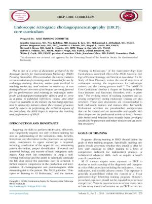 Endoscopic Retrograde Cholangiopancreatography (ERCP): Core Curriculum