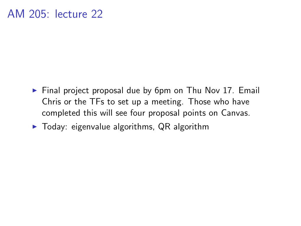 AM 205: Lecture 22