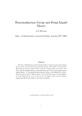 Renormalization Group and Fermi Liquid Theory