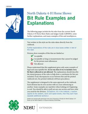 North Dakota 4-H Horse Shows Bit Rule Examples and Explanations