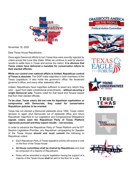 Texas Conservative Grassroots Coalition Letter