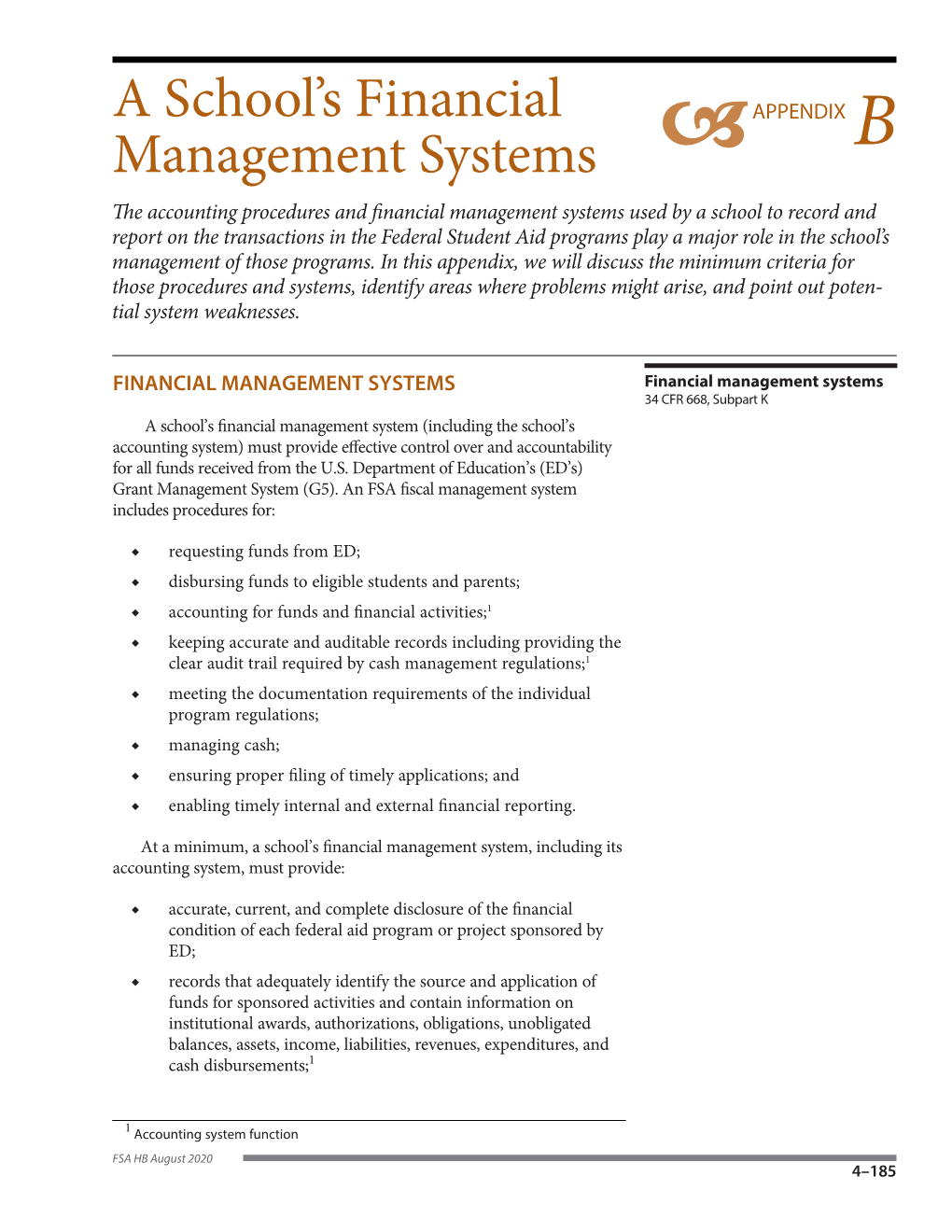 Appendix B: a School's Financial Management Systems