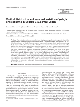 Vertical Distribution and Seasonal Variation of Pelagic Chaetognaths in Sagami Bay, Central Japan