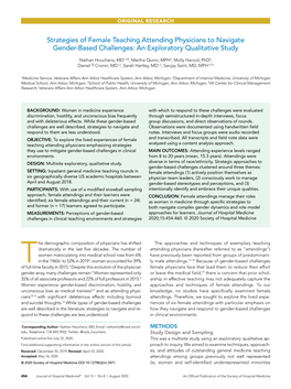 Strategies of Female Teaching Attending Physicians to Navigate Gender-Based Challenges: an Exploratory Qualitative Study