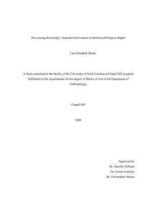 Dis-Owning Knowledge: Anarchist Intervention in Intellectual Property Rights