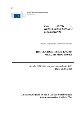 Case M.7744 - HEIDELBERGCEMENT / ITALCEMENTI
