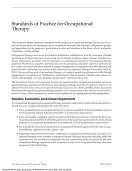Standards of Practice for Occupational Therapy