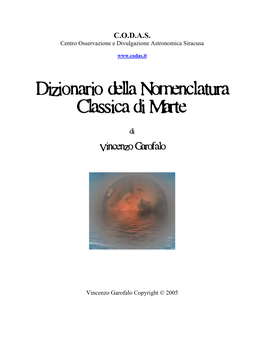 Dizionario Della Nomenclatura Classica Di Marte