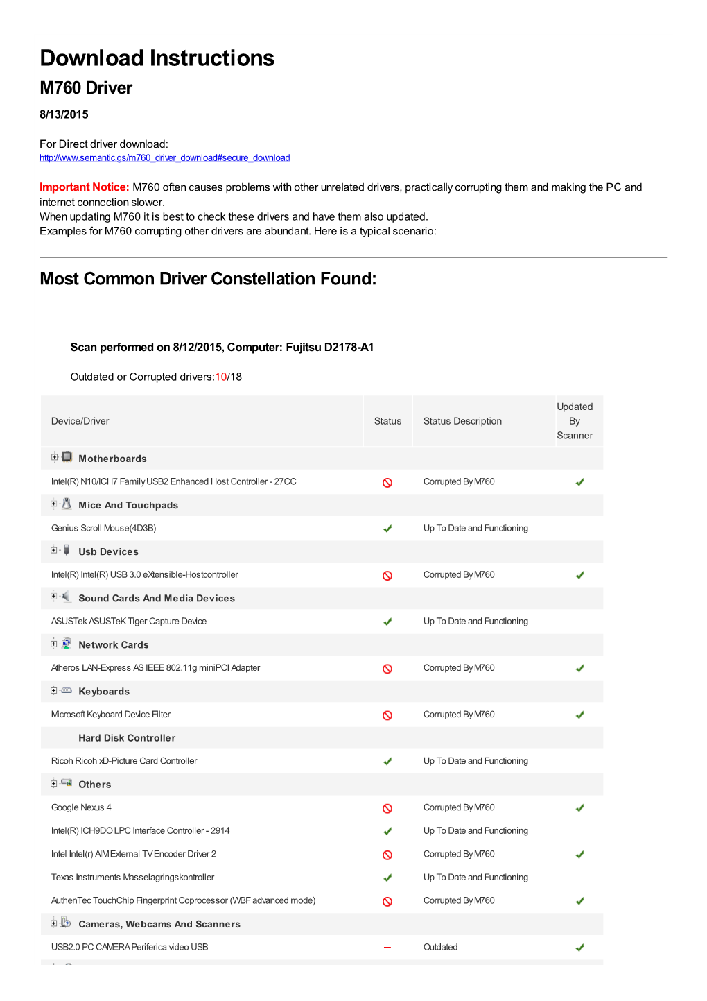 Driver Download Instructions