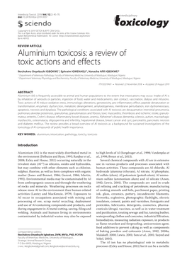 Aluminium Toxicosis: a Review of Toxic Actions and Effects