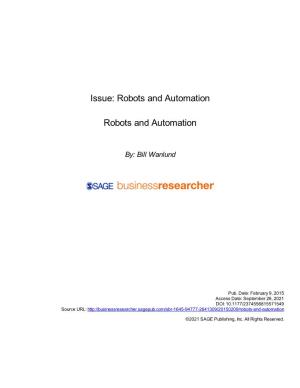 Robots and Automation Robots and Automation
